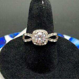 Costume Fashion Ring Rhinestone Solitaire silver tone #K31 size 7
